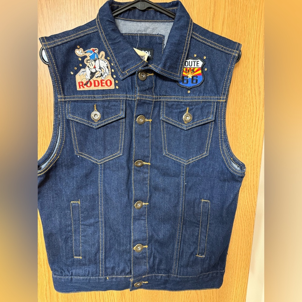 Carbon Jean Vest Sleeveless Womens Size Medium Blue Denim Rodeo Western